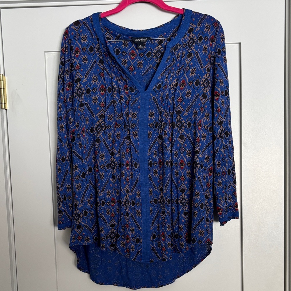 Lucky Brand Pleated Blue Tunic